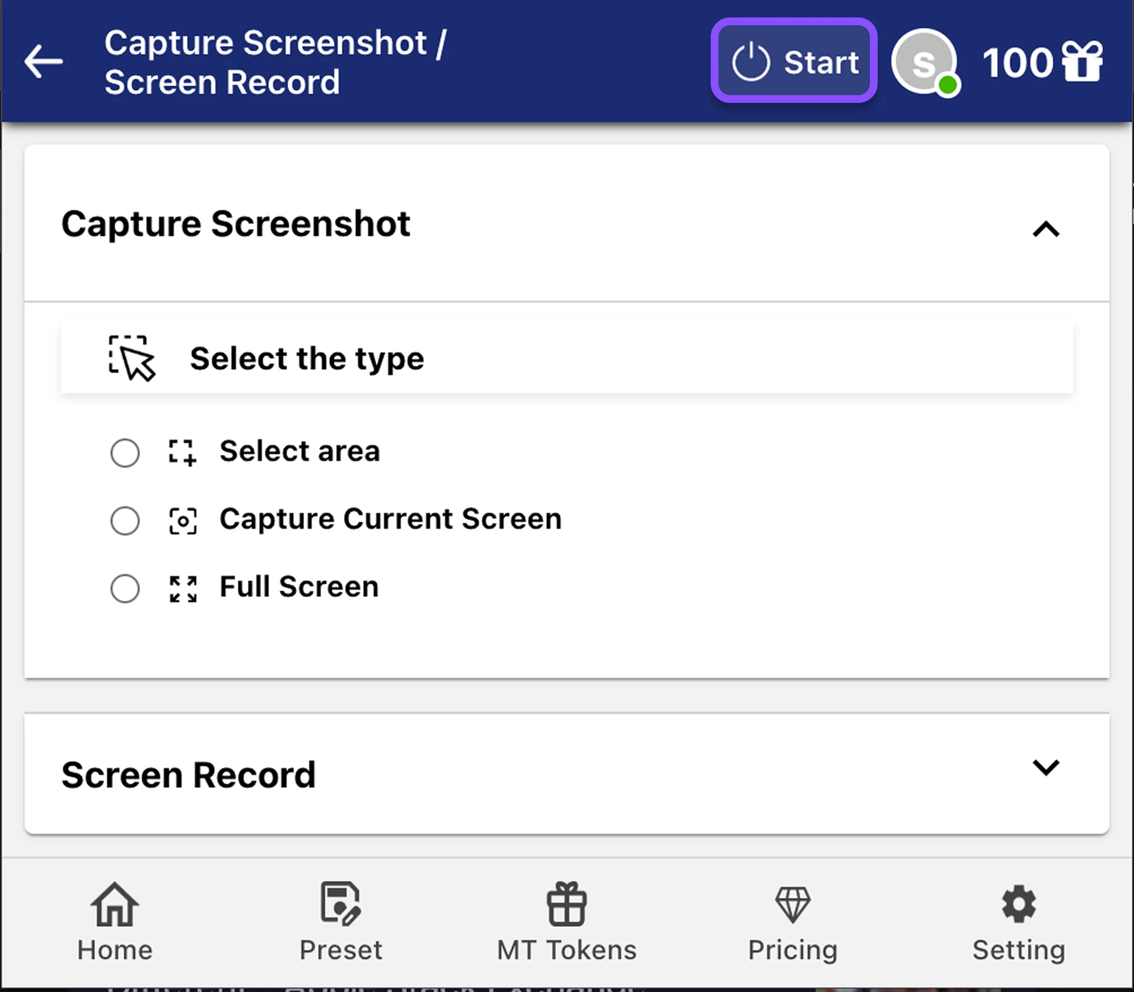 Step 2: Click on START